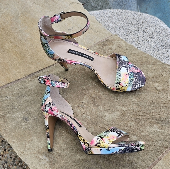 French Connection  Multi-colored Nata Dress Sandals heels leather us8 - Picture 1 of 16